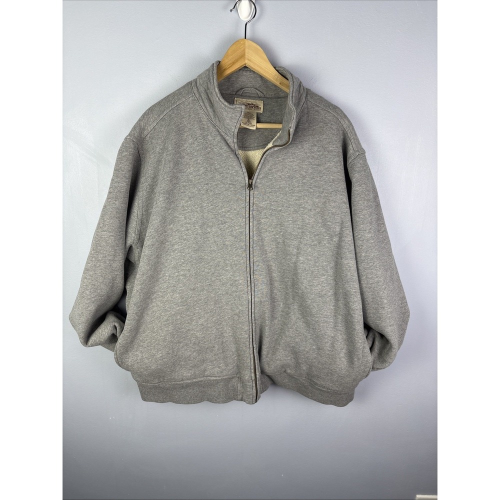 LL Bean Katahdin Iron Works Sherpa Lined Jacket Full Zip Men's Sz XL Gray